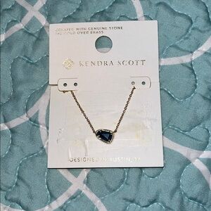 Kendra Scott Gold Necklace with Dark Blue Stone